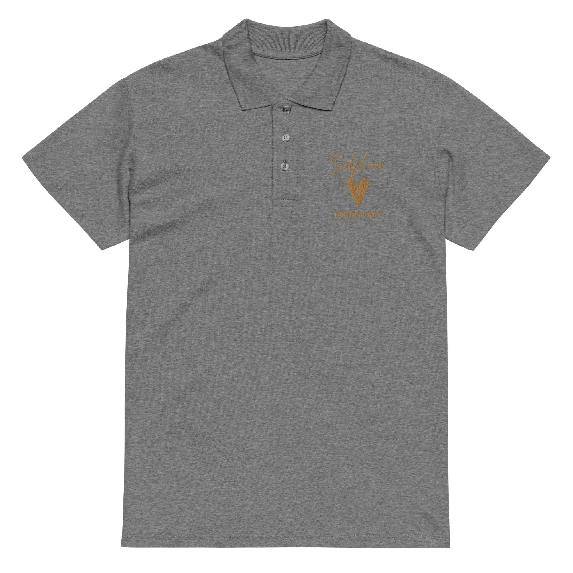 Self Love Premium pique polo shirt with Old Gold Embroidery sold by Maiden-Art product image thumbnail 4