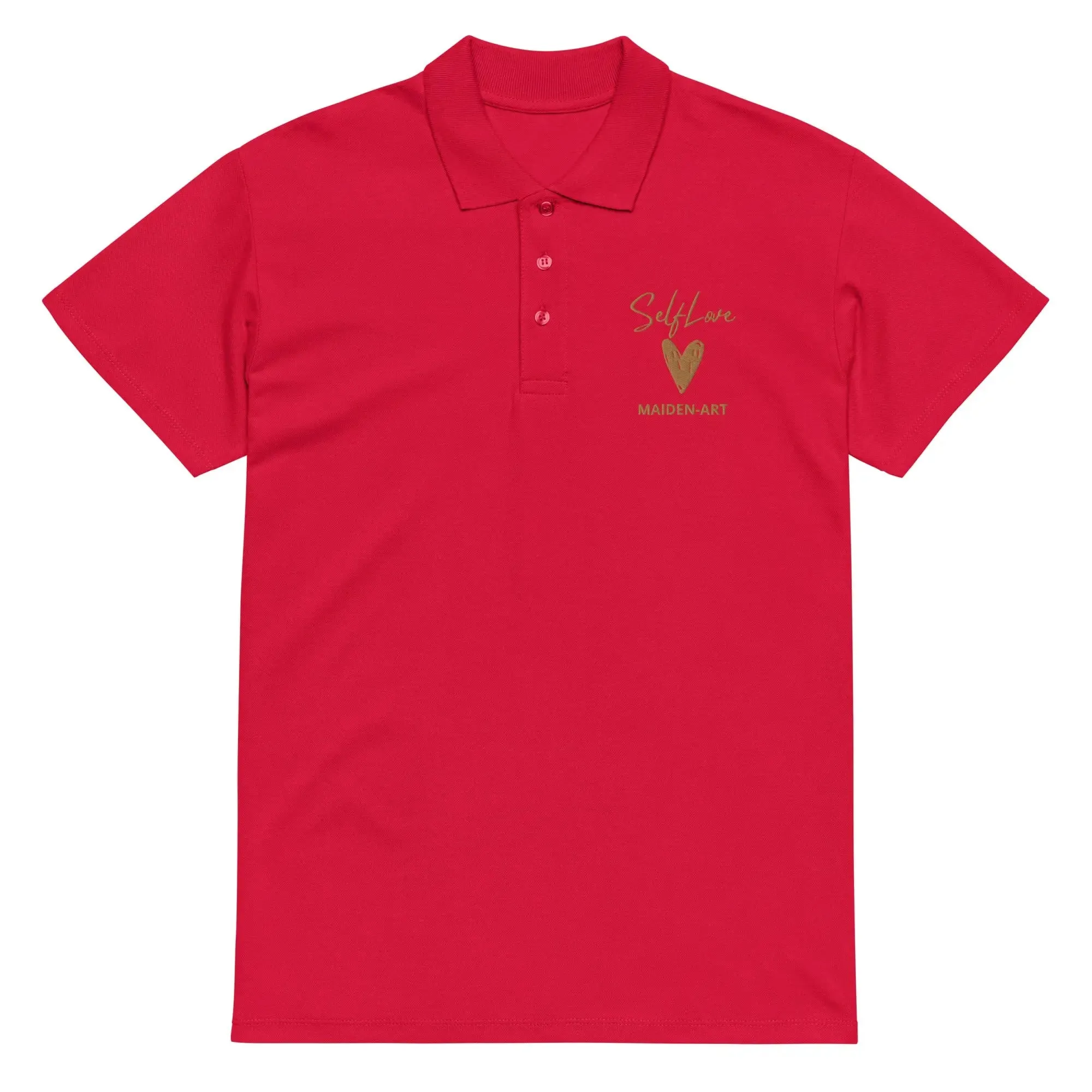 Self Love Premium pique polo shirt with Old Gold Embroidery sold by Maiden-Art product image thumbnail 2