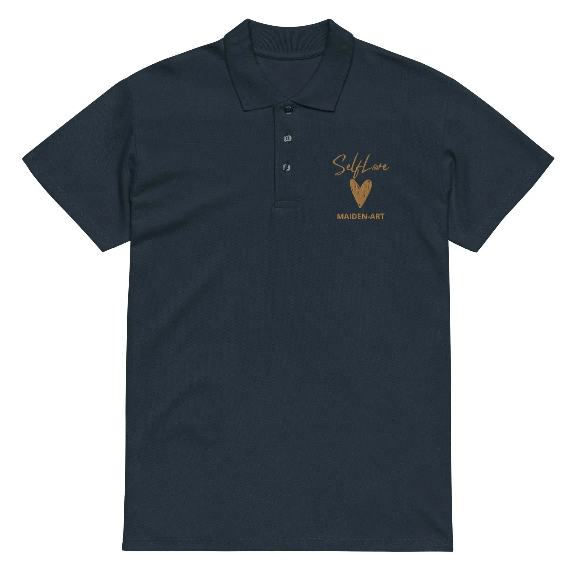 Self Love Premium pique polo shirt with Old Gold Embroidery sold by Maiden-Art product image thumbnail 3