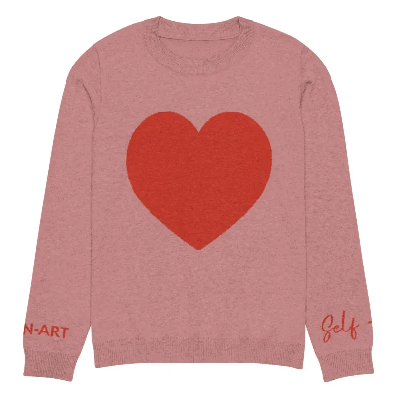 Heart Knitted crew neck sweater CORAL sold by Maiden-Art