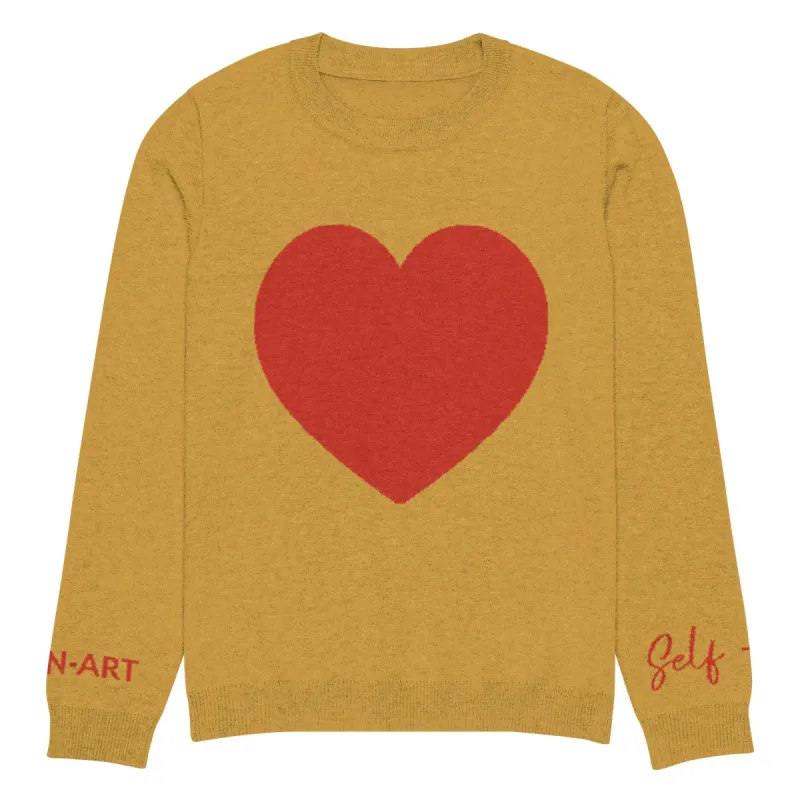 Heart - Knitted crew neck sweater MUSTARD sold by Maiden-Art