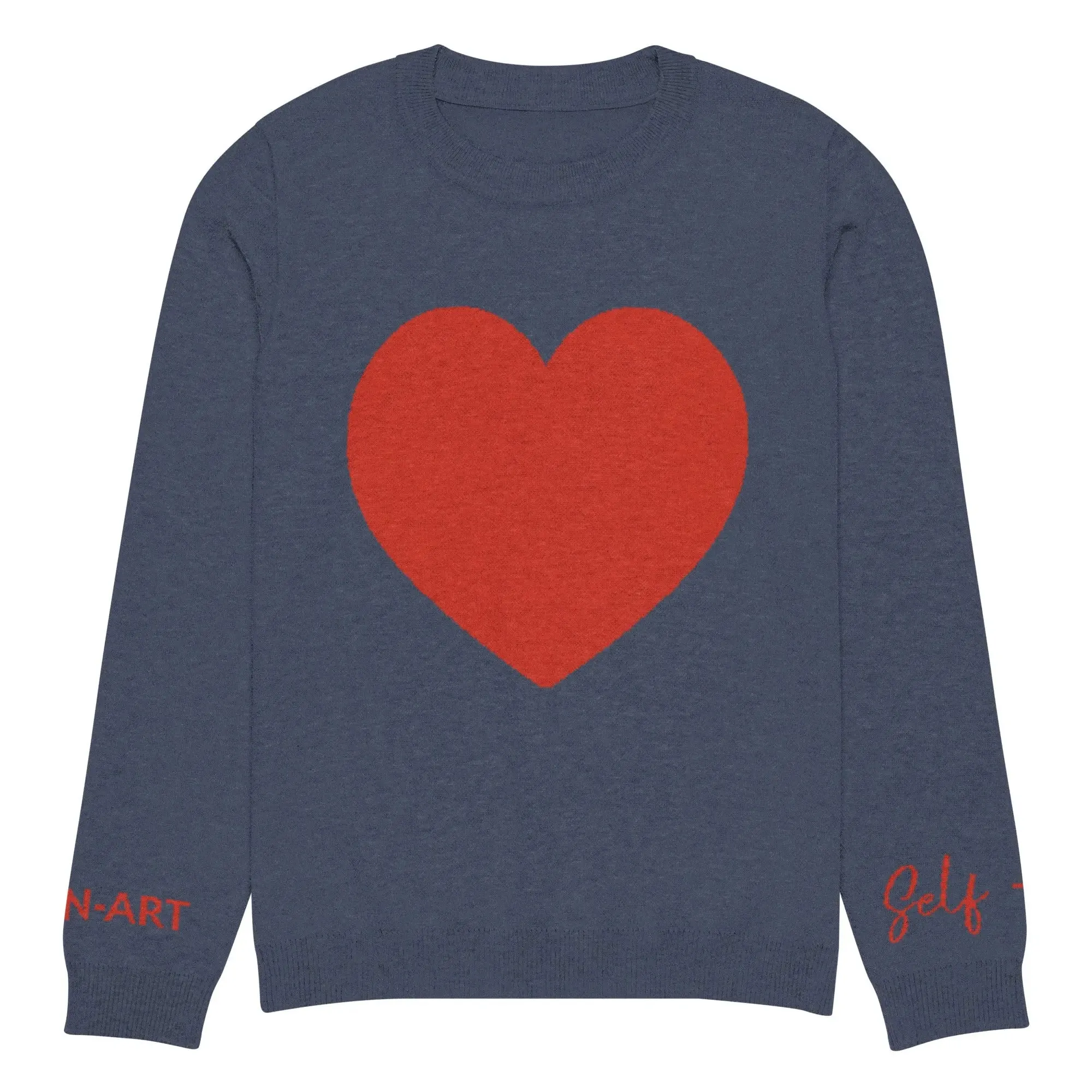 Heart - Knitted crew neck sweater NAVY sold by Maiden-Art