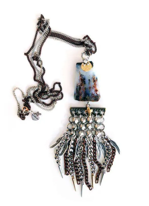 Lariat and Y necklace with Swarovski crystals, natural stones, charms and burnished gold. Boho Jewelry, boho necklace, bohemian jewelry. sold by Maiden-Art