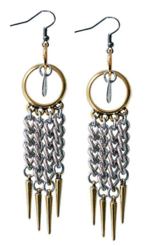 18kt Gold Plated and Silver Plated Chandelier earrings with studs. Curb chain earrings. sold by Maiden-Art