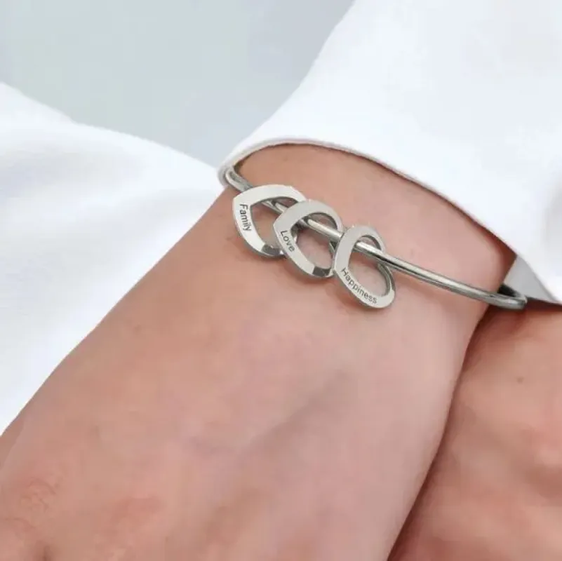 Love Bracelet Peach Heart Name Lettering Titanium Steel Bracelet sold by Maiden-Art