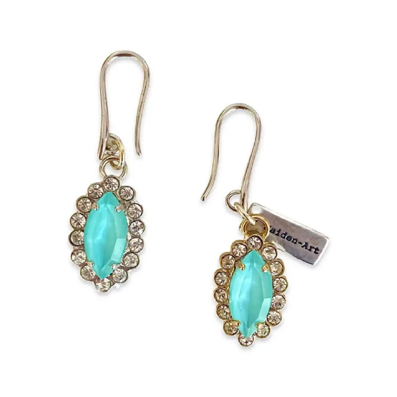 Turquoise Blue Statement Earrings and Rhinestones. sold by Maiden-Art