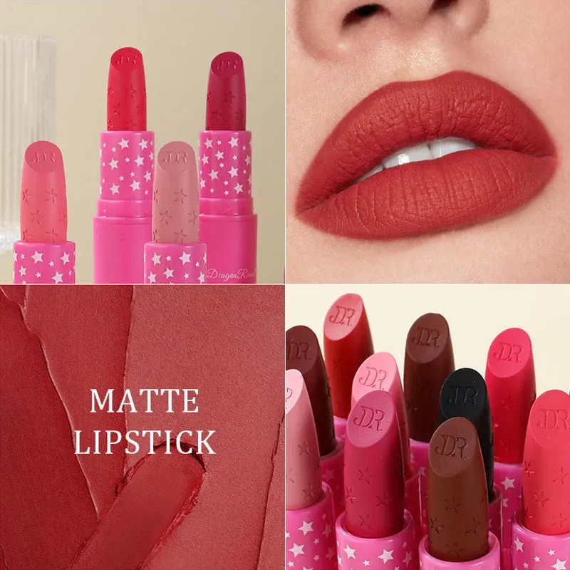 9 Colors Waterproof Rose Red Velvet Matte Lipstick Moisturizing Long Lasting Stars Not Easy To Fade Nude Lip Tint Black Lipstick sold by Maiden-Art product image thumbnail 2