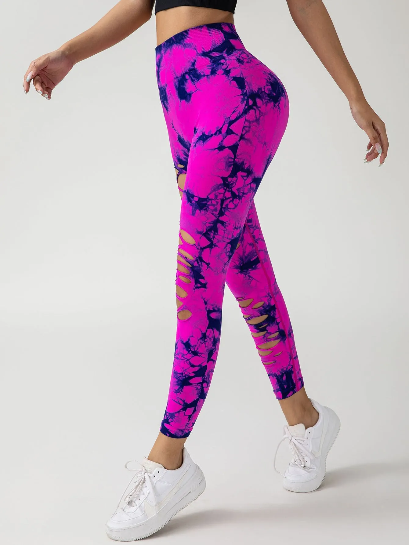 4 Pack New Style Hollow-Out Tie-Dye High-Waisted Tummy-Control Yoga Pants sold by Maiden-Art product image thumbnail 3