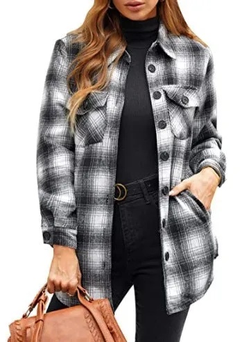 Women Oversized Check Button Shirt Jacket sold by Maiden-Art product image thumbnail 3