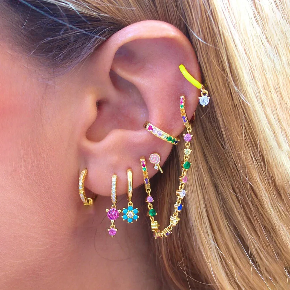 Europe and America CZ Crystal Chain Drop Earrings Stainless Steel Pendant Ear Buckle Fashion Jewelry For Women Birthday Gifts sold by Maiden-Art product image thumbnail 3