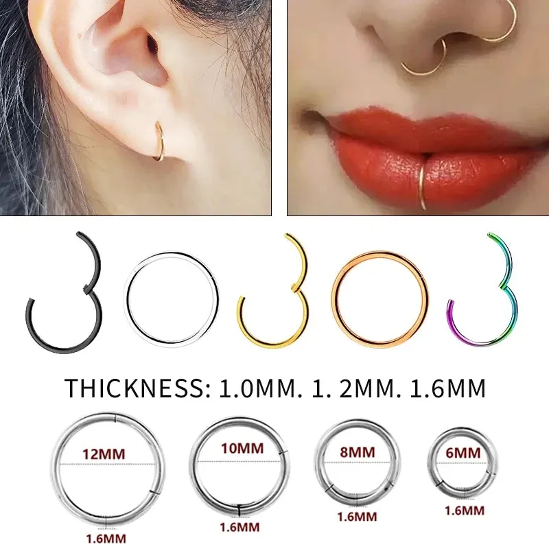 1PC Stainless Steel Nose Hoop Septum Piercing Clicker Hinged Segment Rings Lip Helix Daith Conch Cartilage Earrings Sexy Jewelry sold by Maiden-Art