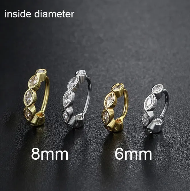 Stainless Steel Hoop Earring Women Zirconia Crystal Piercing Ear Daith Helix Tragus Lobe Cartilage Stud Earring Piercing Jewelry sold by Maiden-Art product image thumbnail 4