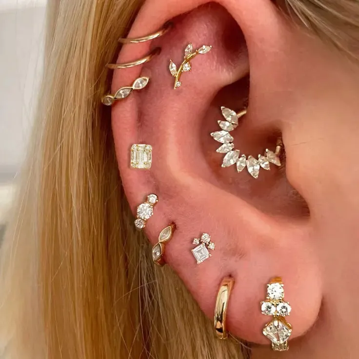 Stainless Steel Hoop Earring Women Zirconia Crystal Piercing Ear Daith Helix Tragus Lobe Cartilage Stud Earring Piercing Jewelry sold by Maiden-Art