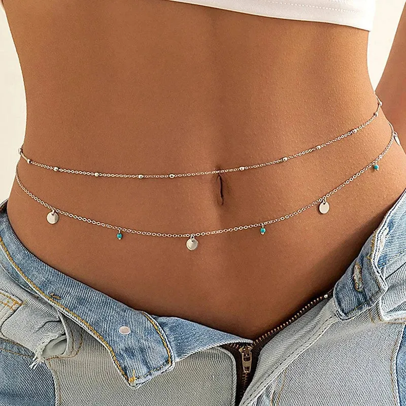 Sexy Double Thin Chain Women's Waist Chain Charming Butterfly Stainless Steel Belly Chain Summer Beach Bikini Body Jewelry sold by Maiden-Art