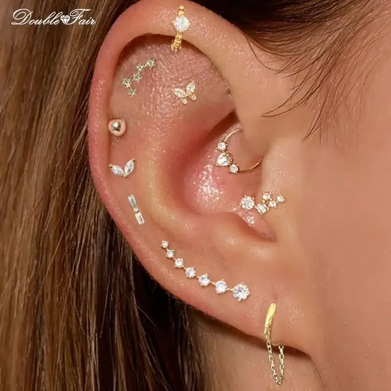 Dainty Y2k Ear Piercing Helix Daith Snug Earrings for Women 1PC Cartilage Tragus Clicker Septum Ring With Chain INS Jewelry Gift sold by Maiden-Art