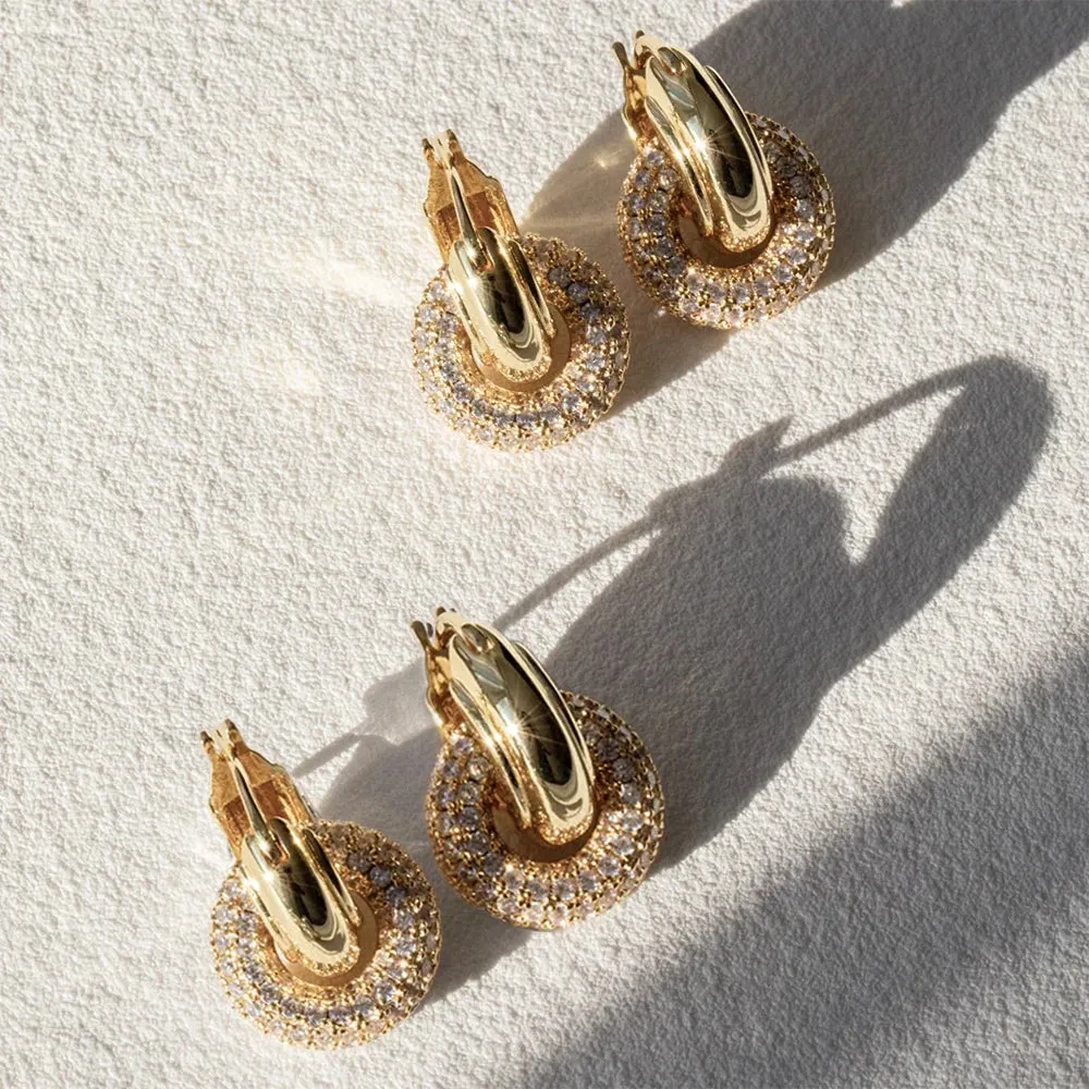 Punk Circle Pendant Shiny Rhinestone Stainless Steel Drop Earrings Bilayer Oval Round Rust Proof Party Zircon Huggie Jewelry New sold by Maiden-Art product image thumbnail 4