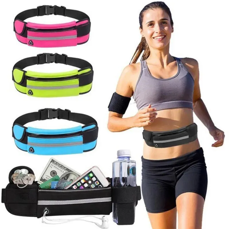 Running Waist bag Men Women Marathon Cycling Multi-functional bags With Water Bottle Waterproof Phone bag unisex Waist Belt pack sold by Maiden-Art