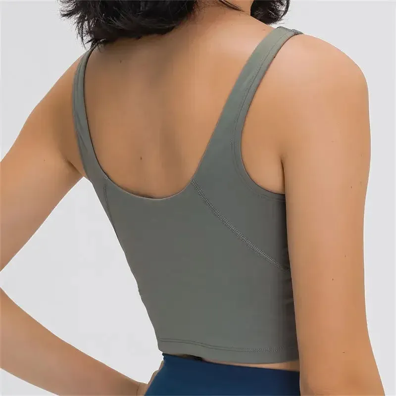 Nepoagym PASSION Tank Top with Shelf Built In Bra Crop Top with Removable Padding Longline Sports Bra for Yoga Gym sold by Maiden-Art product image thumbnail 4