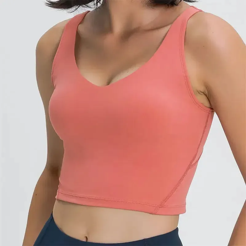 Nepoagym PASSION Tank Top with Shelf Built In Bra Crop Top with Removable Padding Longline Sports Bra for Yoga Gym sold by Maiden-Art product image thumbnail 2