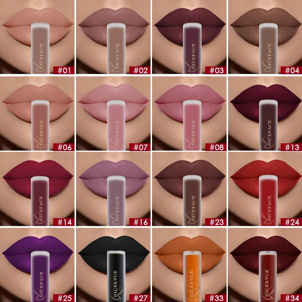 NICEFACE Matte Liquid Lipstick Waterproof Long Lasting Lip Gloss Tint Sexy Red Nude Purple Metallic Lipsticks Makeup Cosmetics sold by Maiden-Art product image thumbnail 5
