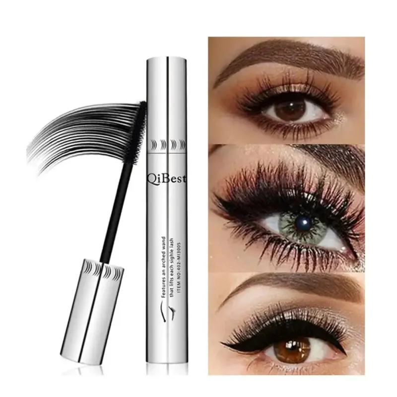 QIBEST Black Mascara Eyelashes Mascara 4D Silky Eyelashes Lengthening Eyelashes Makeup Waterproof Mascara Volume Eye Cosmetics sold by Maiden-Art