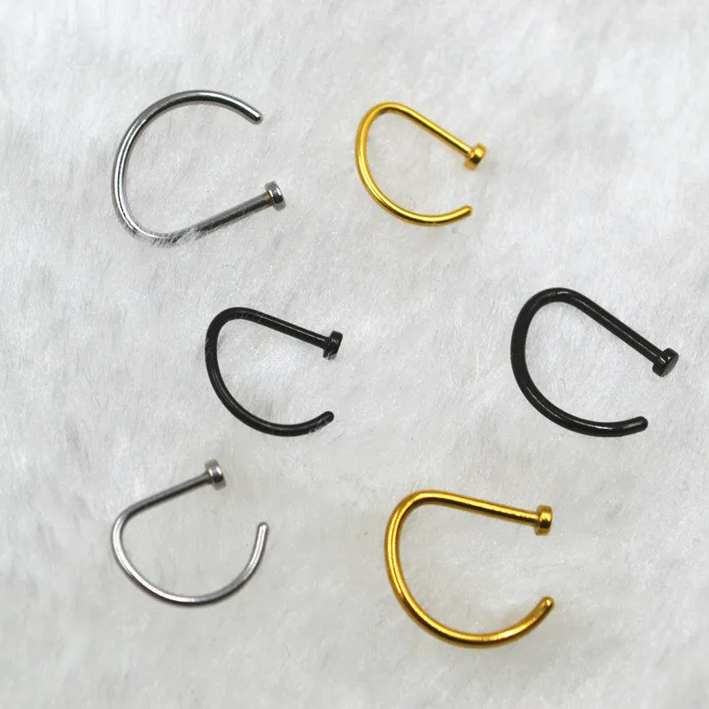 False Nose Ring No Hole D Shaped Stainless Steel sold by Maiden-Art product image thumbnail 4