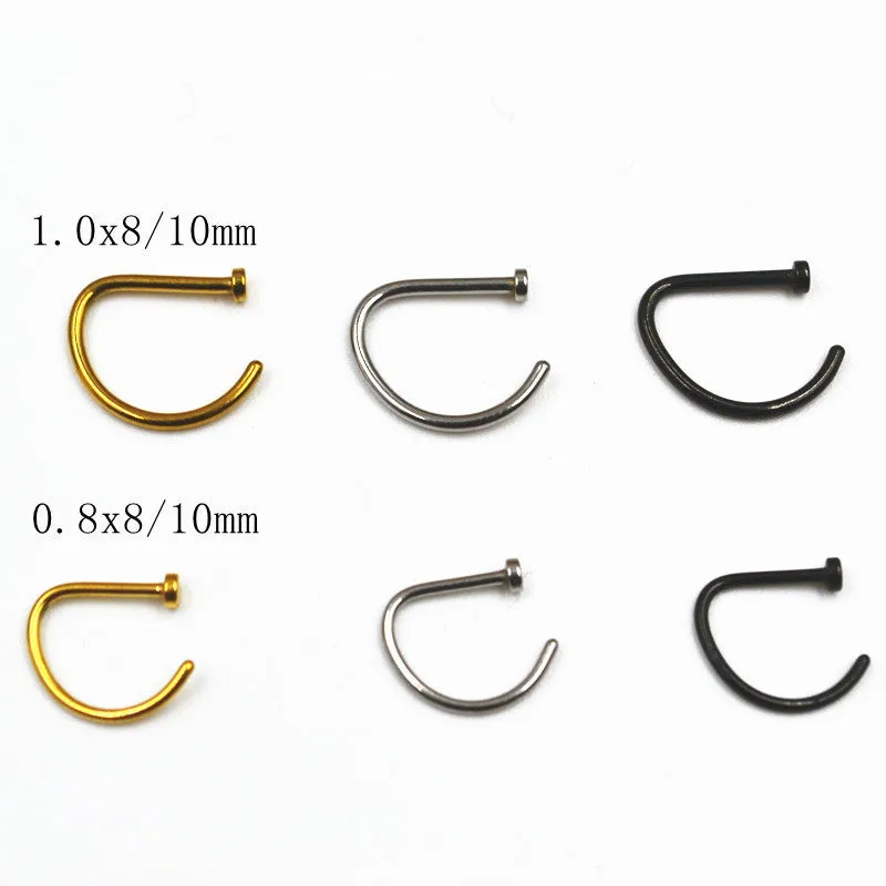 False Nose Ring No Hole D Shaped Stainless Steel sold by Maiden-Art product image thumbnail 3
