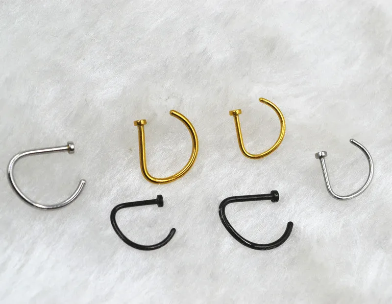 False Nose Ring No Hole D Shaped Stainless Steel sold by Maiden-Art product image thumbnail 2