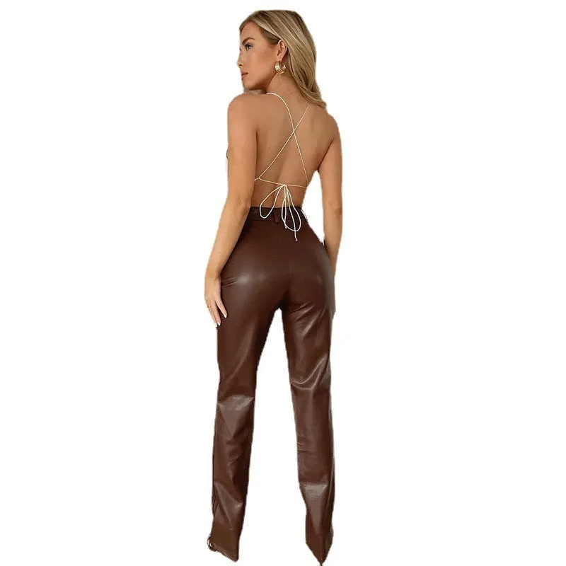 Stretch Leather Pants Women Casual PU Leather Pants Trousers Female Multicolor sold by Maiden-Art product image thumbnail 4