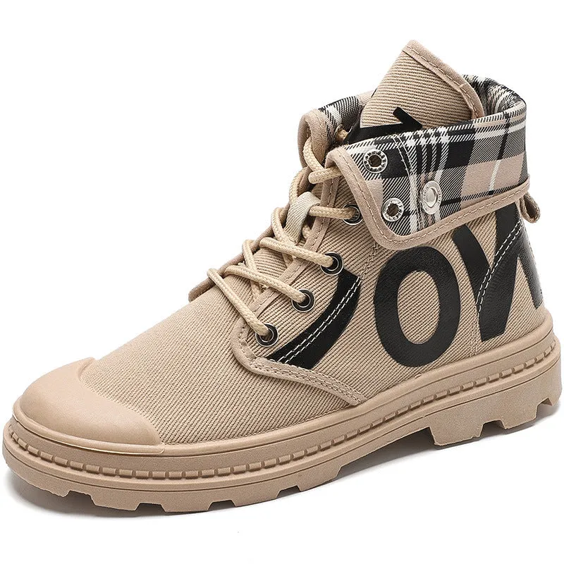 New All-match High-top Girls Canvas Short Boots Women's Shoes made by Maiden-Art