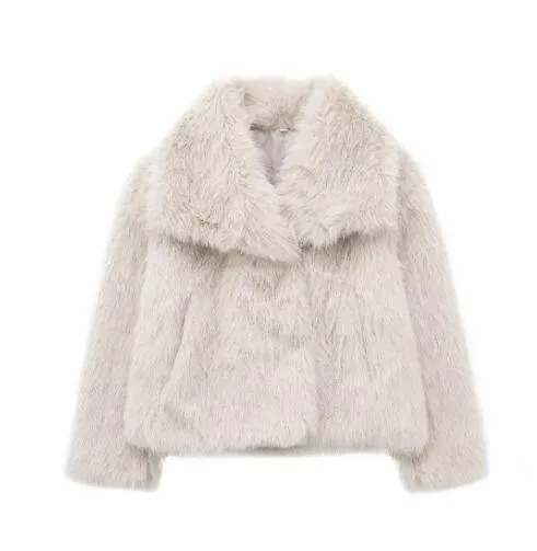 Winter Plush Coat Fashion Warm Thicken Fluffy Lapel Jacket Outwear Casual Long Sleeve Tops Womens Clothing sold by Maiden-Art product image thumbnail 5