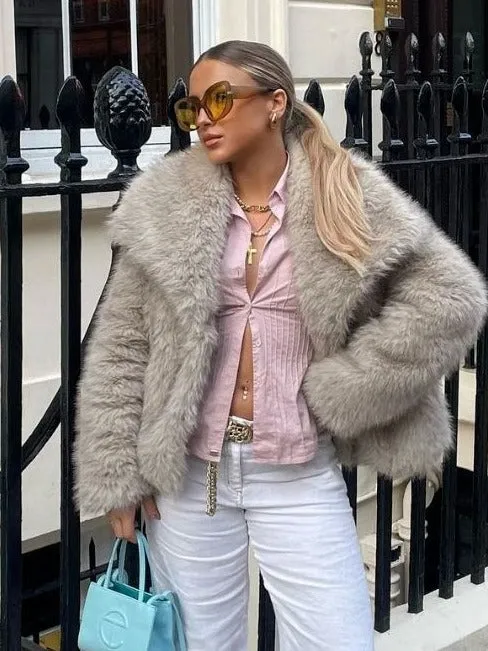 Winter Plush Coat Fashion Warm Thicken Fluffy Lapel Jacket Outwear Casual Long Sleeve Tops Womens Clothing sold by Maiden-Art product image thumbnail 2
