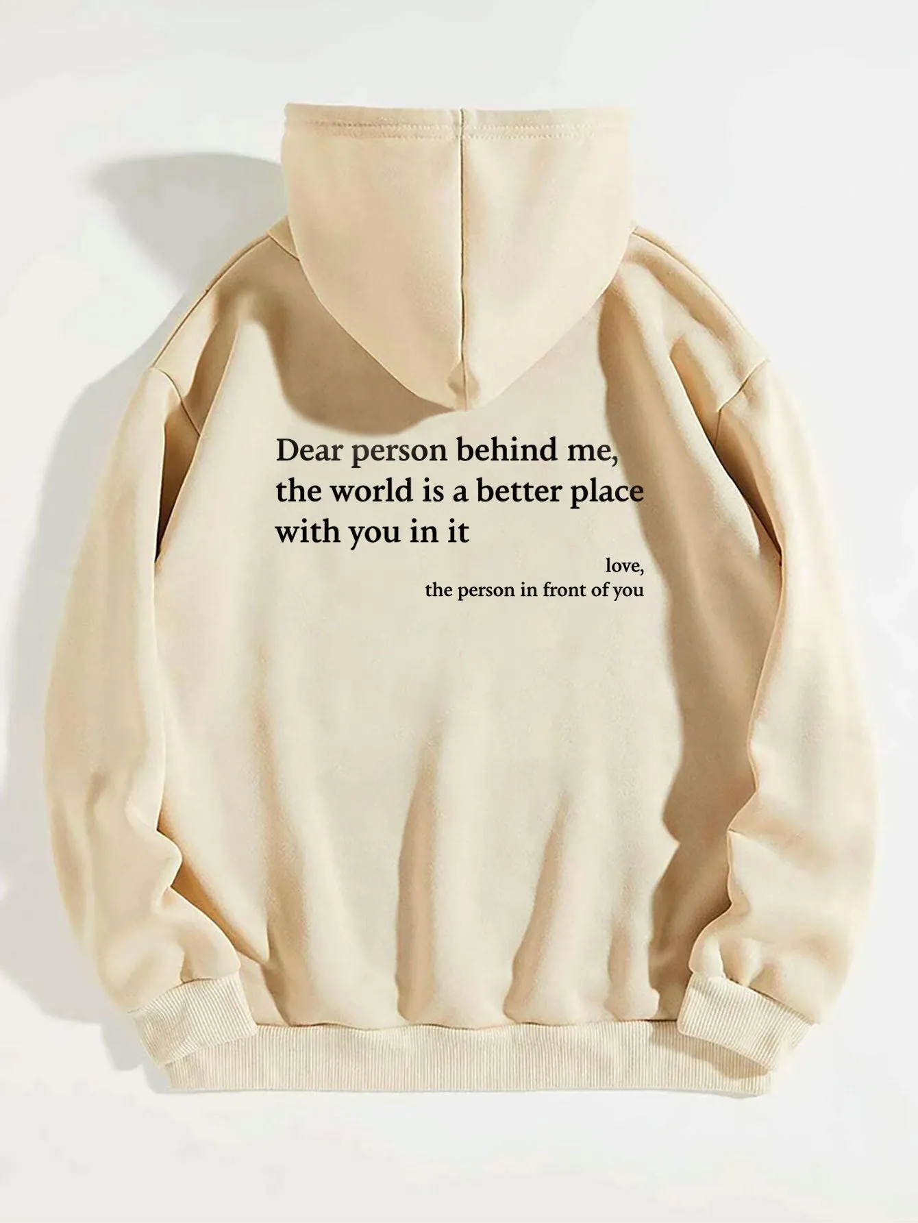 Dear Person Behind Me,the World Is A Better Place,with You In It,love,the Person In Front Of You,Women's Plush Letter Printed Kangaroo Pocket Drawstring Printed Hoodie Unisex Trendy Hoodies sold by Maiden-Art product image thumbnail 3