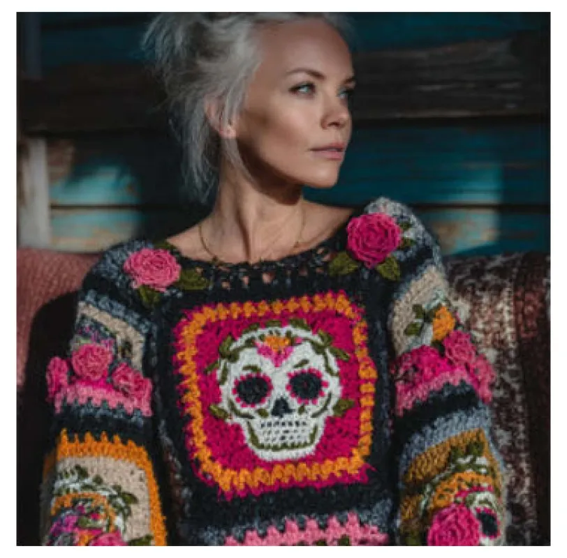 Women’s Retro Printed American-Style Streetwear Loose Sweater Top – 3D Digital Print made by Maiden-Art