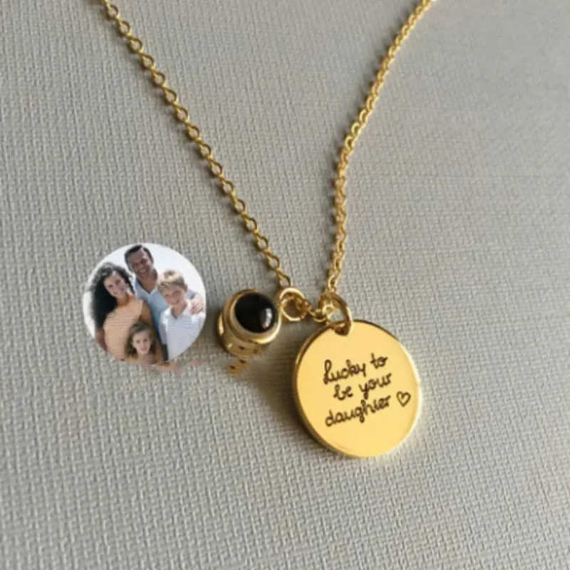 Personalized Projection Photo Necklace With Bar Necklaces Engraving Name made by Maiden-Art