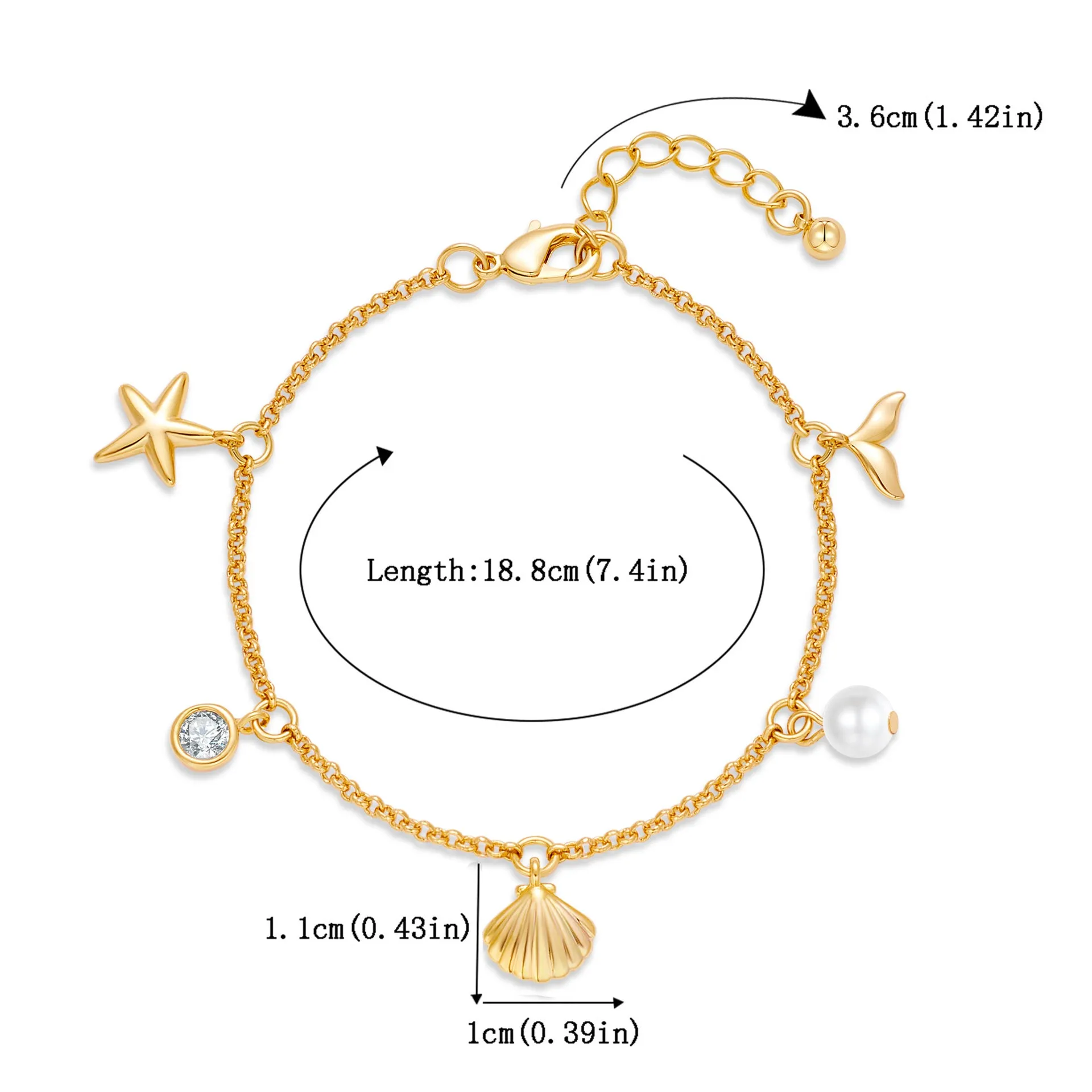 European and American Cross-border Fashion Personalized Ocean Necklace Summer Bracelet Women's Exquisite New Gift Jewelry High-end Bracelet sold by Maiden-Art product image thumbnail 4