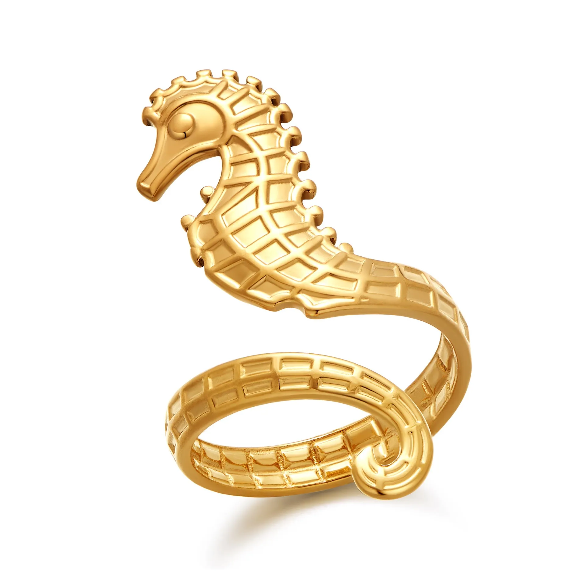 European and American InS-style jewelry rings and bracelets, 18K gold seahorse rings, simple, light luxury and high-end jewelry sold by Maiden-Art product image thumbnail 5