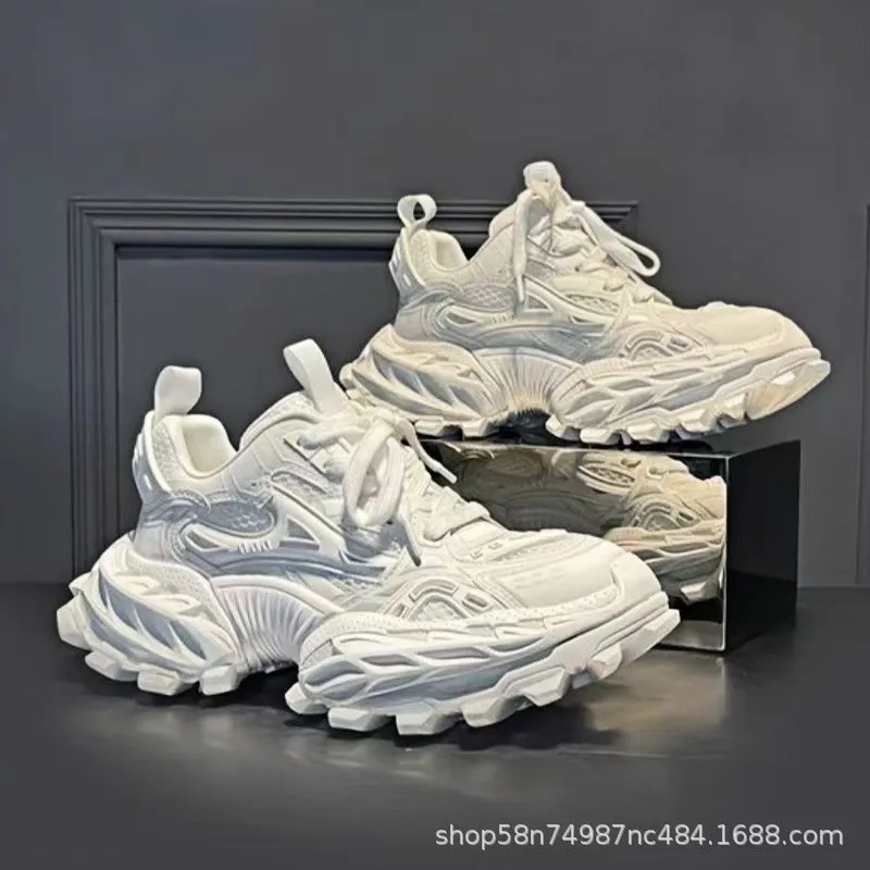 European Genuine Leather Height-Increasing Dad Shoes For Men Popular High-End Men's Shoes Color-Blocked Mesh Thick-Soled Casual Shoes sold by Maiden-Art product image thumbnail 3