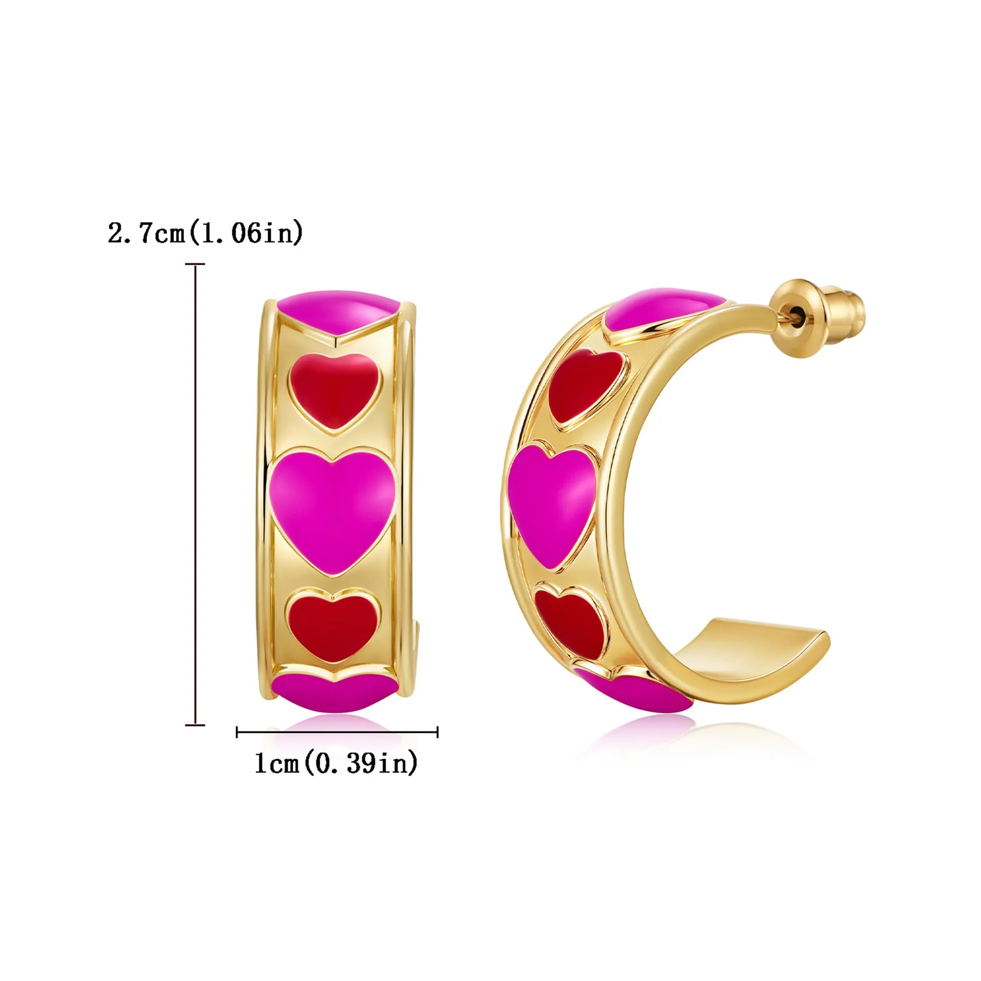 Colored oil-dripping C-shaped earrings, dopamine colored earrings, fashionable and elegant, niche ear rings, Internet celebrity Instagram sold by Maiden-Art