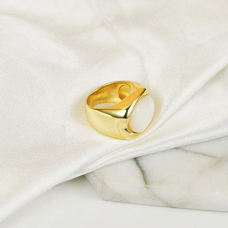 European and American Copper Plated Real Gold Hip Hop Fashionable Ring Geometric Small Fresh Cross-border Distinctive Horn Bag Ring sold by Maiden-Art product image thumbnail 2