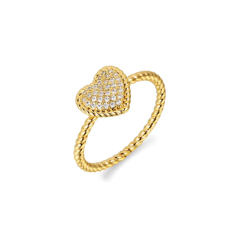 French Retro Love Ring Simple Texture Light Luxury Diamond Love Ring Copper Zircon Women's Ring Ring sold by Maiden-Art product image thumbnail 5