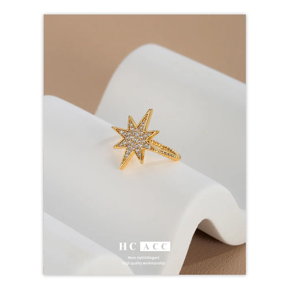 French creative star ring, internet famous and popular, small and fresh diamond studded star ring, female creative meteor ring, trendy style sold by Maiden-Art product image thumbnail 5