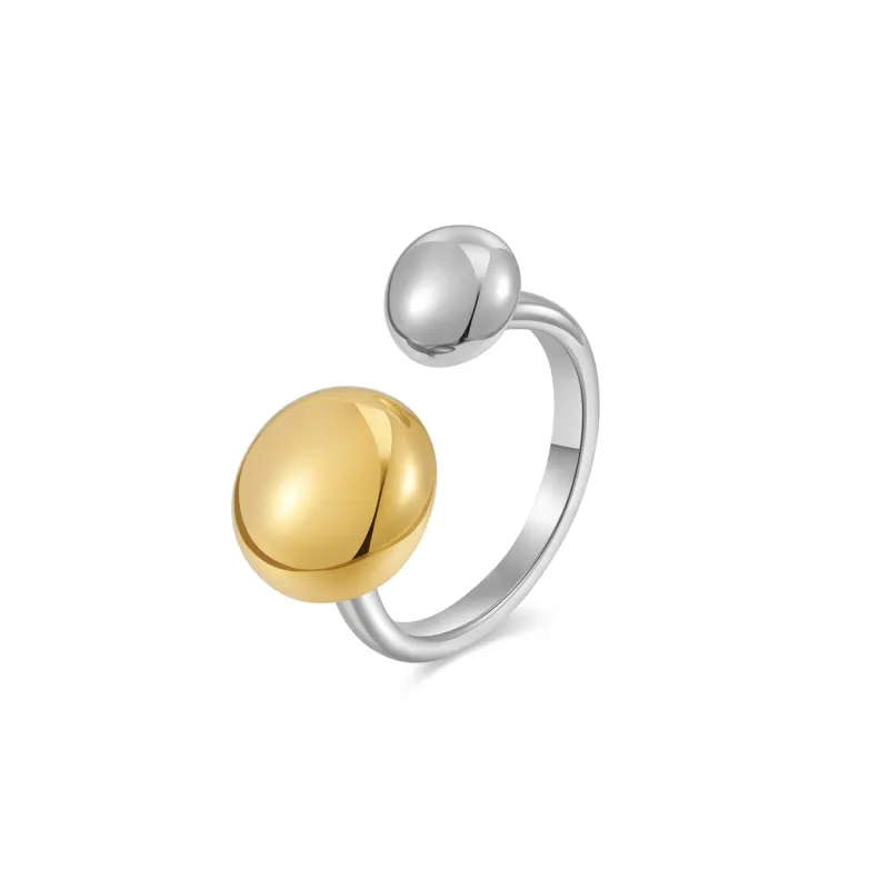 Europe and the United States cross-border new small size round cake ring personality exaggerated high sense 18K gold open ring women made by Maiden-Art