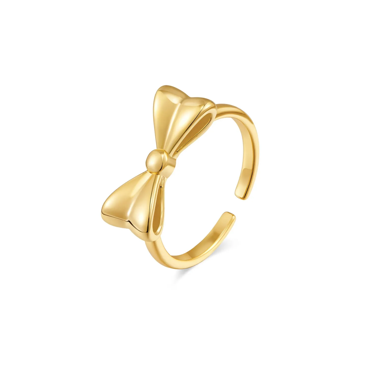 European and American style copper plated real gold bow ring opening design adjustable size fashion luxury high-end ring sold by Maiden-Art