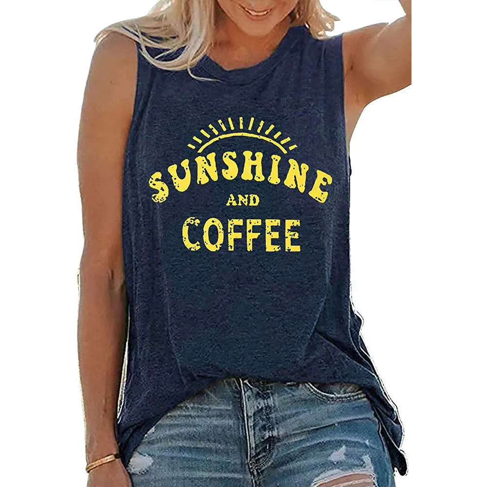 SUNSHINE printed round neck sleeveless T-shirt for women in Europe and America sold by Maiden-Art product image thumbnail 2