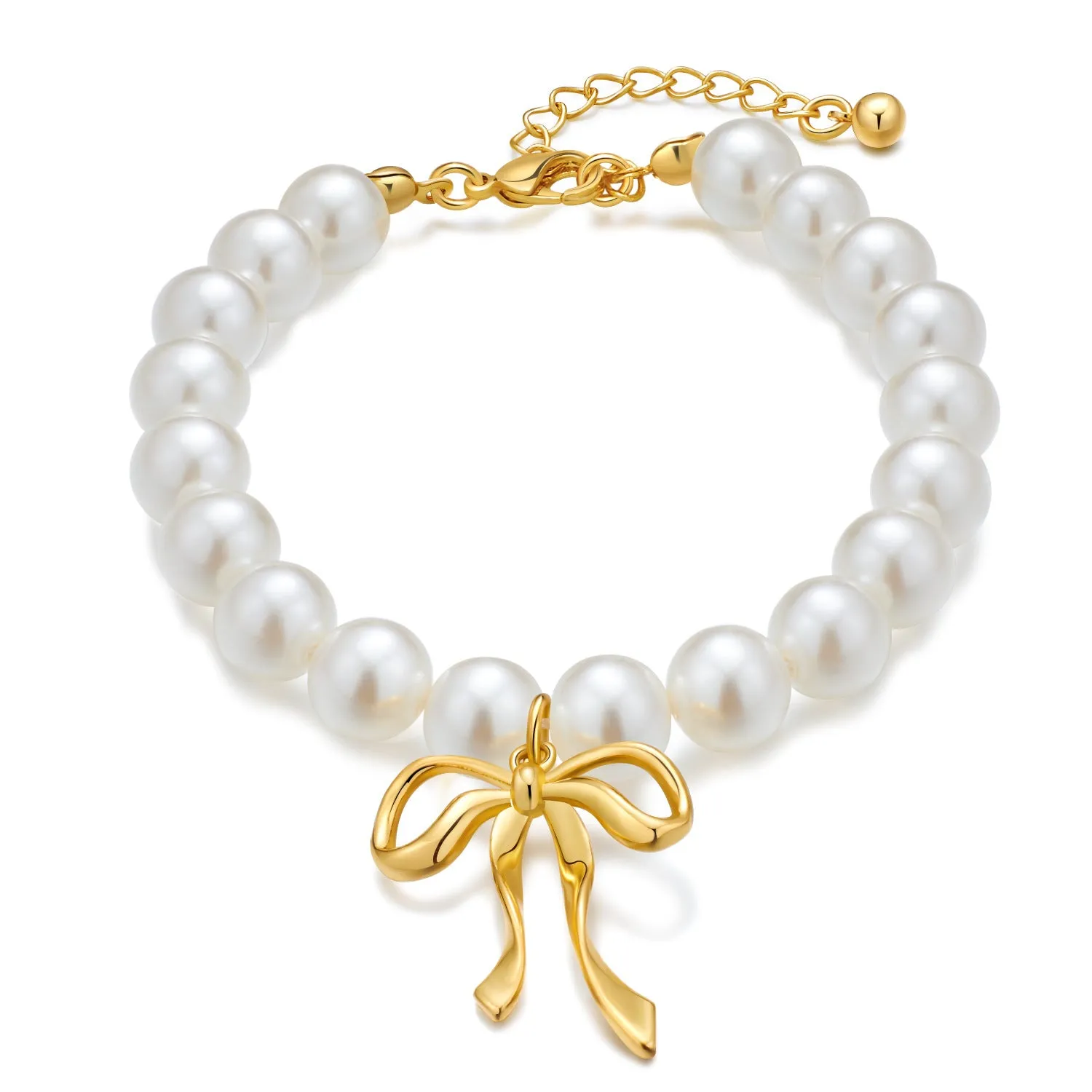 European and American Style Light Luxury Niche High-end Bowknot Pendant Pearl Bracelet Women's Retro Elegant All-match Jewelry Bracelet sold by Maiden-Art