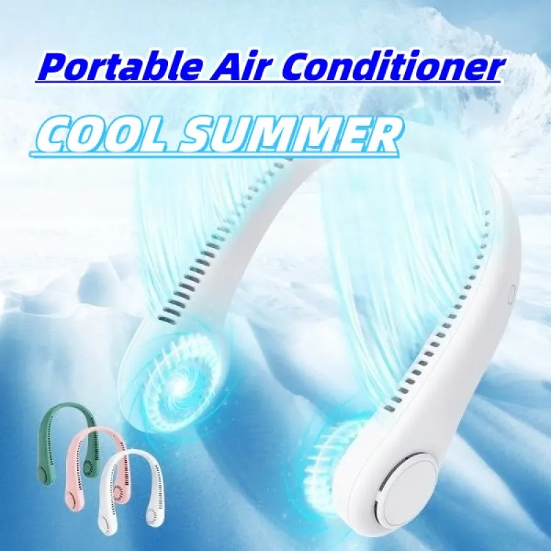Rechargeable Neck Fan Hands Free USB Mini Fan Traveling Outdoor Sports Fans Portable Lazy Bladeless Hanging Neck Fan made by Maiden-Art