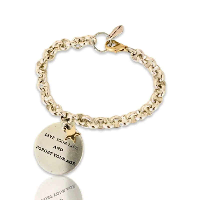 Message Bracelet in Silver and Gold Star Charm. sold by Maiden-Art