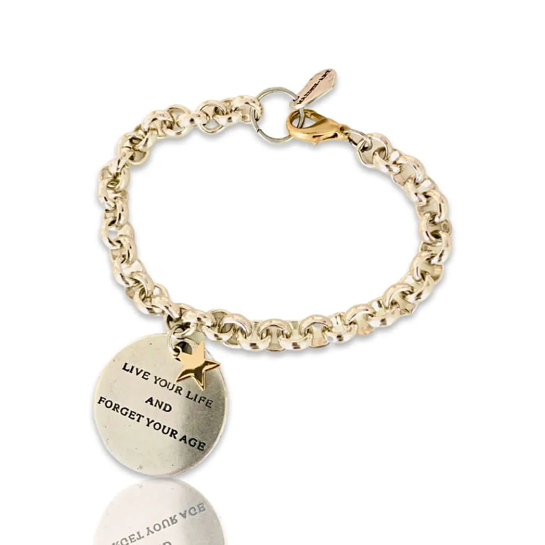 Message Bracelet in Silver and Gold Star Charm. sold by Maiden-Art