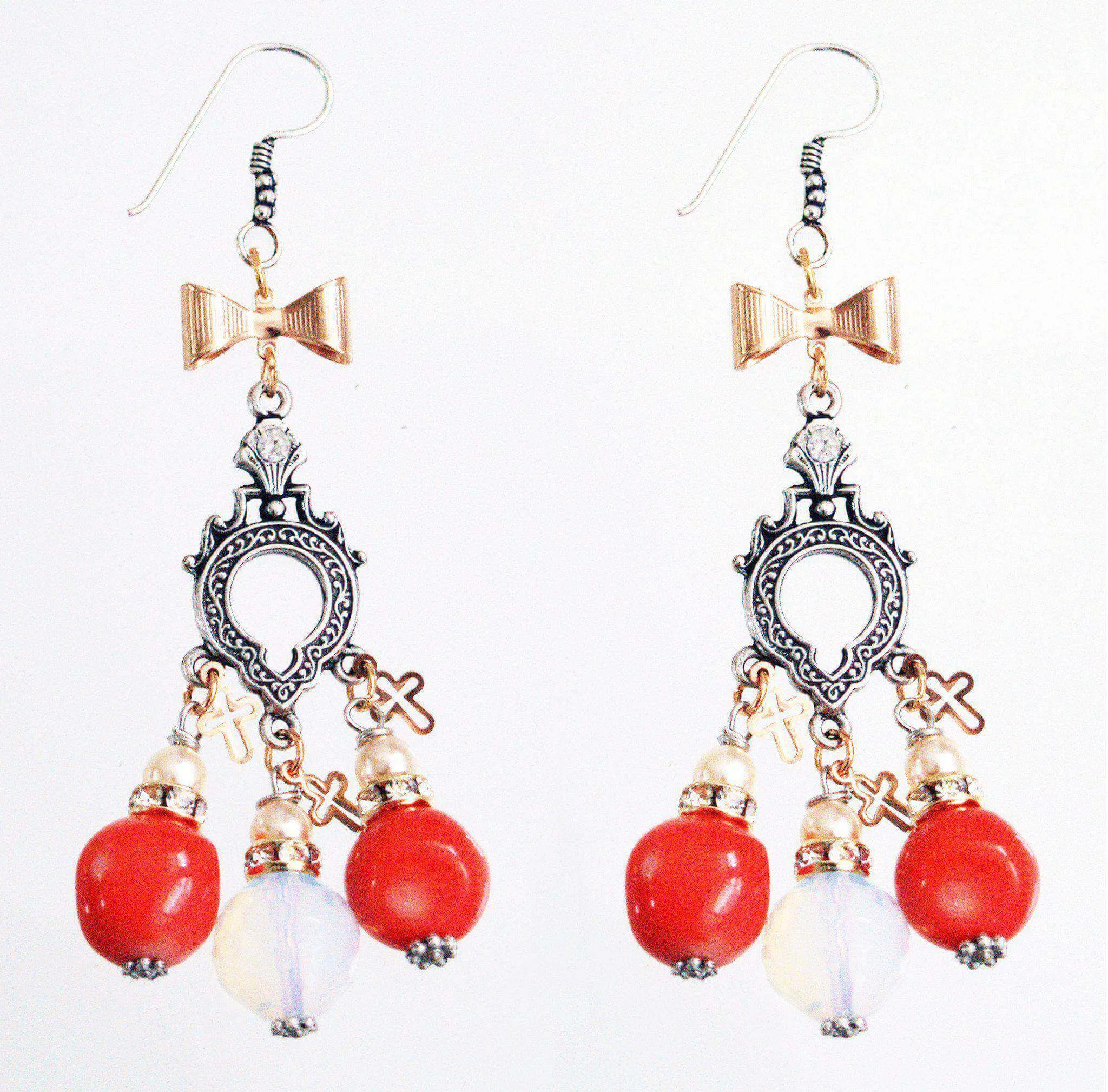 Coral chandelier earrings sold by Maiden-Art